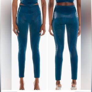 Mugler Blue Velvet High-Waisted Leggings